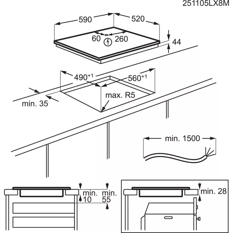 Electrolux Serie 600 EIV63443CT Czarna Płyta indukcyjna do zabudowy 60 cm 4 stref(y)