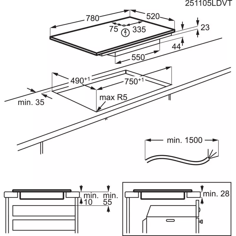 Electrolux Serie 600 EIV83443CT czarna płyta indukcyjna do zabudowy 80 cm 4 strefy grzewcze