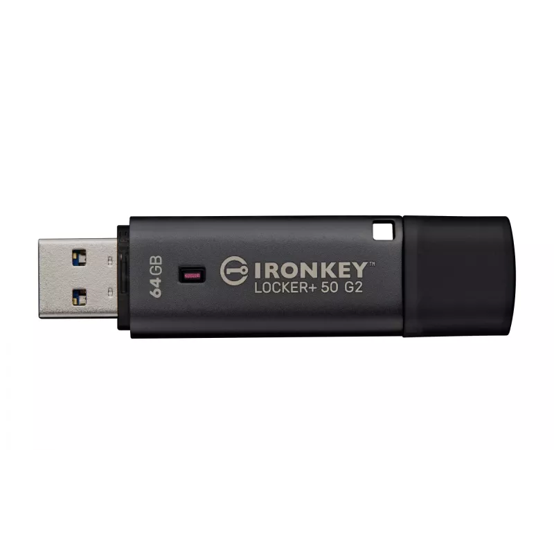 Pamięć USB KINGSTON IronKey Locker Plus 50 G2 64 GB, USB Typ-A, USB 3.2 Gen 1, AES-256, FIPS 197