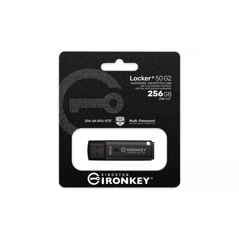 Pamięć USB Flash KINGSTON IronKey Locker Plus 50 G2 256 GB, USB Typ-A, USB 3.2 Gen 1, AES-256, FIPS 197