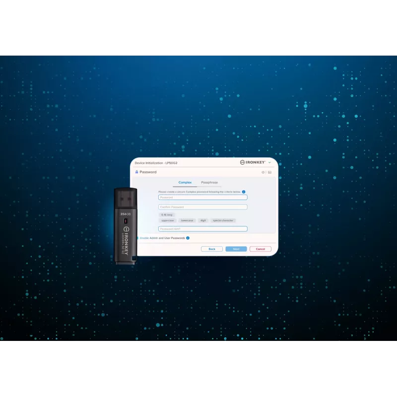 Pamięć USB Flash KINGSTON IronKey Locker Plus 50 G2 256 GB, USB Typ-A, USB 3.2 Gen 1, AES-256, FIPS 197