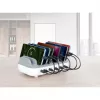 Manhattan 10-portowa stacja ładująca USB-C, Wyjście USB-C: 10x 20 W, Maks. 200 W, Zasilanie sieciowe AC (w zestawie adaptery US/EU/UK)