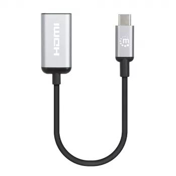 Manhattan USB-C to HDMI kabel, 4K@60Hz, 5 Gbps (USB 3.2 Gen1 aka USB 3.0), 15cm, Czarny, Male to Female, Three Year Warranty