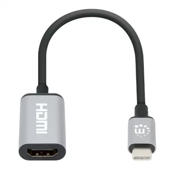 Manhattan USB-C to HDMI kabel, 4K@60Hz, 5 Gbps (USB 3.2 Gen1 aka USB 3.0), 15cm, Czarny, Male to Female, Three Year Warranty