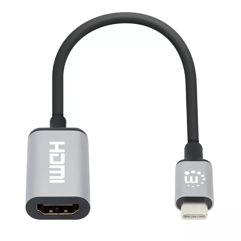 Manhattan USB-C to HDMI kabel, 4K@60Hz, 5 Gbps (USB 3.2 Gen1 aka USB 3.0), 15cm, Czarny, Male to Female, Three Year Warranty