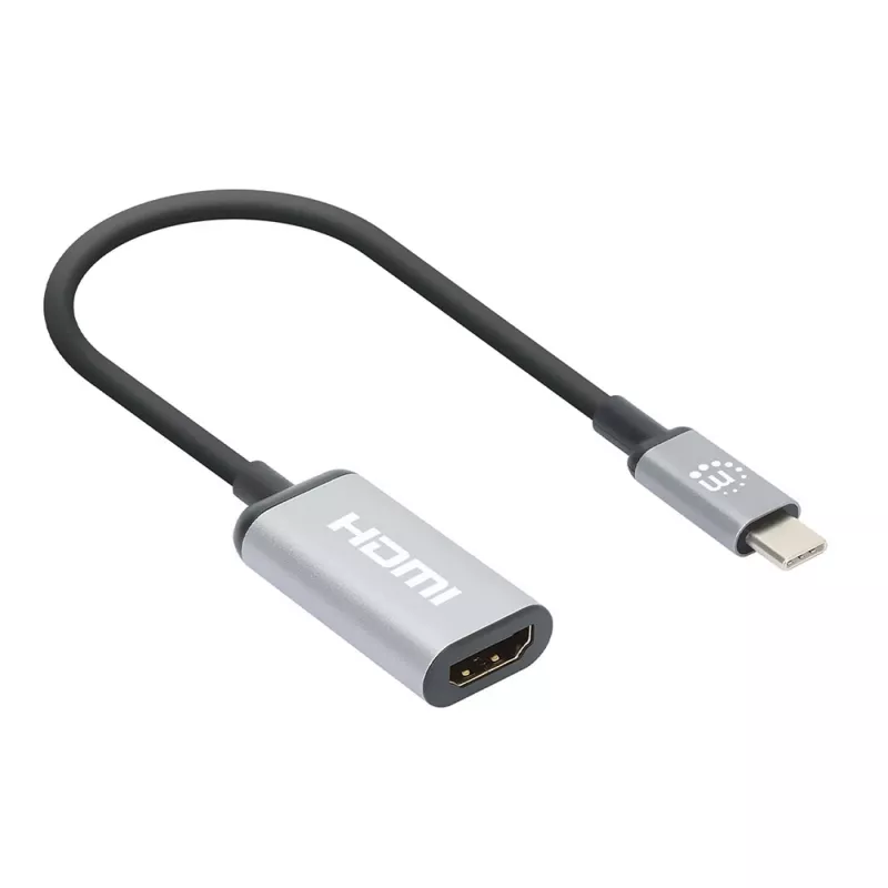 Manhattan USB-C to HDMI kabel, 4K@60Hz, 5 Gbps (USB 3.2 Gen1 aka USB 3.0), 15cm, Czarny, Male to Female, Three Year Warranty