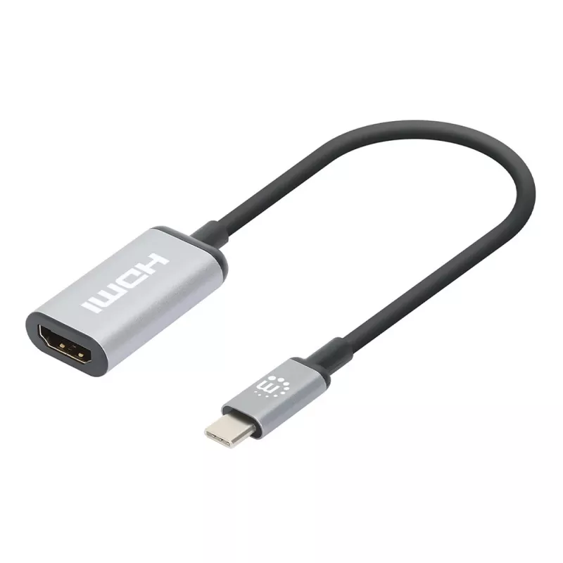 Manhattan USB-C to HDMI kabel, 4K@60Hz, 5 Gbps (USB 3.2 Gen1 aka USB 3.0), 15cm, Czarny, Male to Female, Three Year Warranty