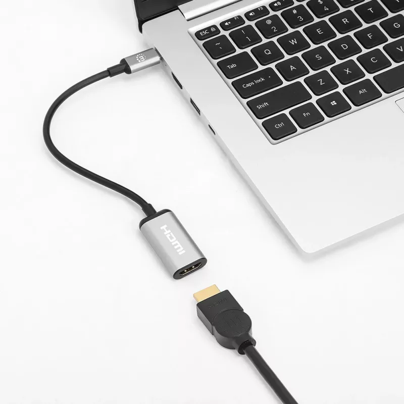 Manhattan USB-C to HDMI kabel, 4K@60Hz, 5 Gbps (USB 3.2 Gen1 aka USB 3.0), 15cm, Czarny, Male to Female, Three Year Warranty