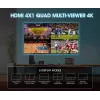 Manhattan 4K 4-Port HDMI Multiviewer Switch, przełącznik z czterema wejściami na jednym wyświetlaczu, 4k@30Hz, wiele opcji widoku w tym obraz w obrazie i ekran podwójny/poczwórny, sterowanie przyciskiem lub pilotem, audio 3,5 mm i Toslink, czarny, 3 lata gwarancji