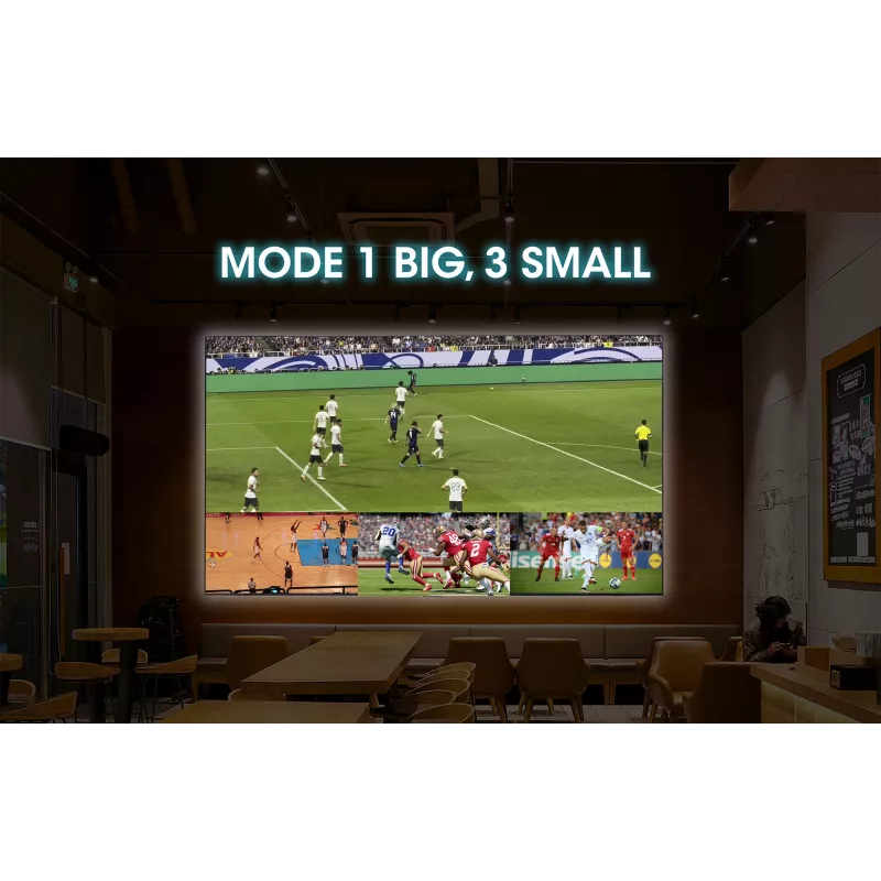 Manhattan 4K 4-Port HDMI Multiviewer Switch, przełącznik z czterema wejściami na jednym wyświetlaczu, 4k@30Hz, wiele opcji widoku w tym obraz w obrazie i ekran podwójny/poczwórny, sterowanie przyciskiem lub pilotem, audio 3,5 mm i Toslink, czarny, 3 lata gwarancji