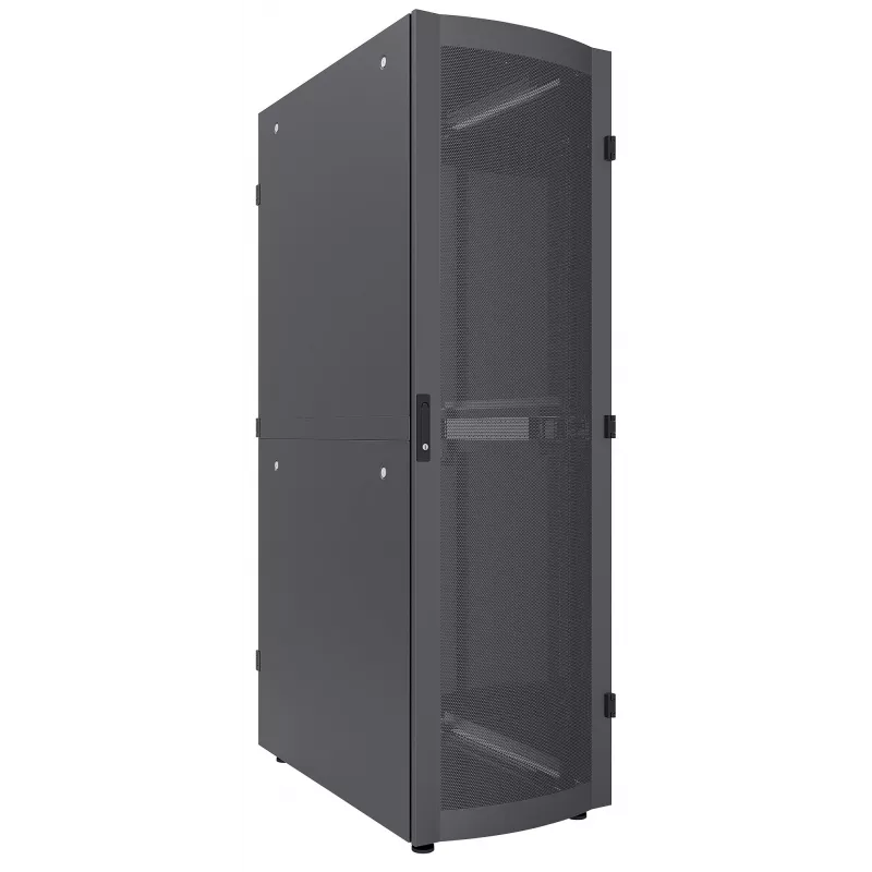 Intellinet 19 inch Szafa Serwerowa - Wolnostojąca, 42U, 800x1200mm (szerokość x głębokość), Czarna, Zmontowana, Maks. 1500kg, Wielopunktowy Zamek Drzwi, Jeden Zamek na Panel Boczny, Głębokość Użytkowa 123 do 973mm, IP20, Stojak, Stal