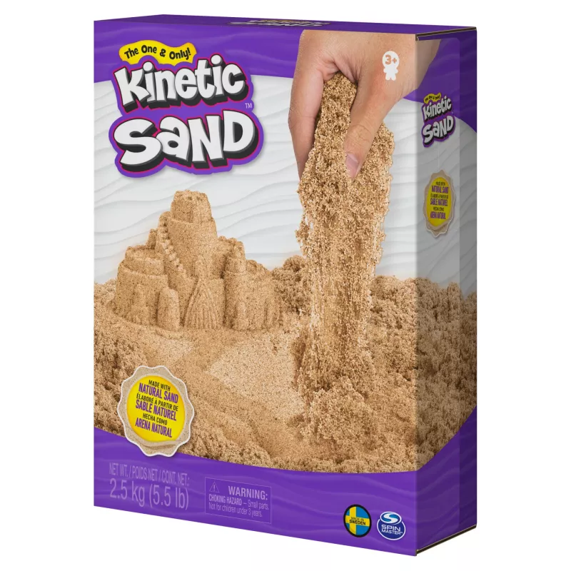 Kinetic Sand, 5,5 funta (2,5 kg) naturalny brązowy piasek do zabawy dla dzieci, do prac plastycznych i rękodzieła, piaskownicy, Amazon Exclusive (opakowanie może się różnić), formowalne zabawki sensoryczne, od 3 lat