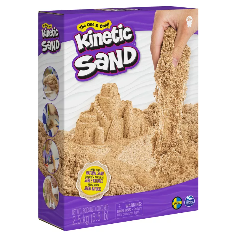 Kinetic Sand, 5,5 funta (2,5 kg) naturalny brązowy piasek do zabawy dla dzieci, do prac plastycznych i rękodzieła, piaskownicy, Amazon Exclusive (opakowanie może się różnić), formowalne zabawki sensoryczne, od 3 lat
