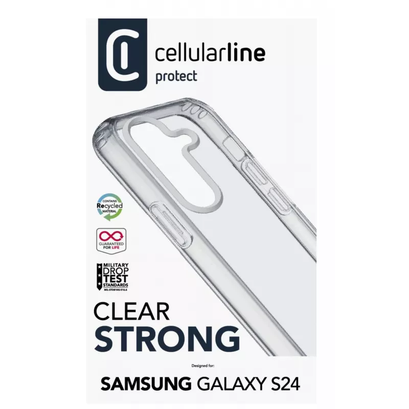 Cellularline Clear Protect - Galaxy S24 twarde etui z gumowymi krawędziami