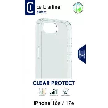 Cellularline Clear Protect - twarde etui z gumowymi krawędziami do iPhone 16e/17e