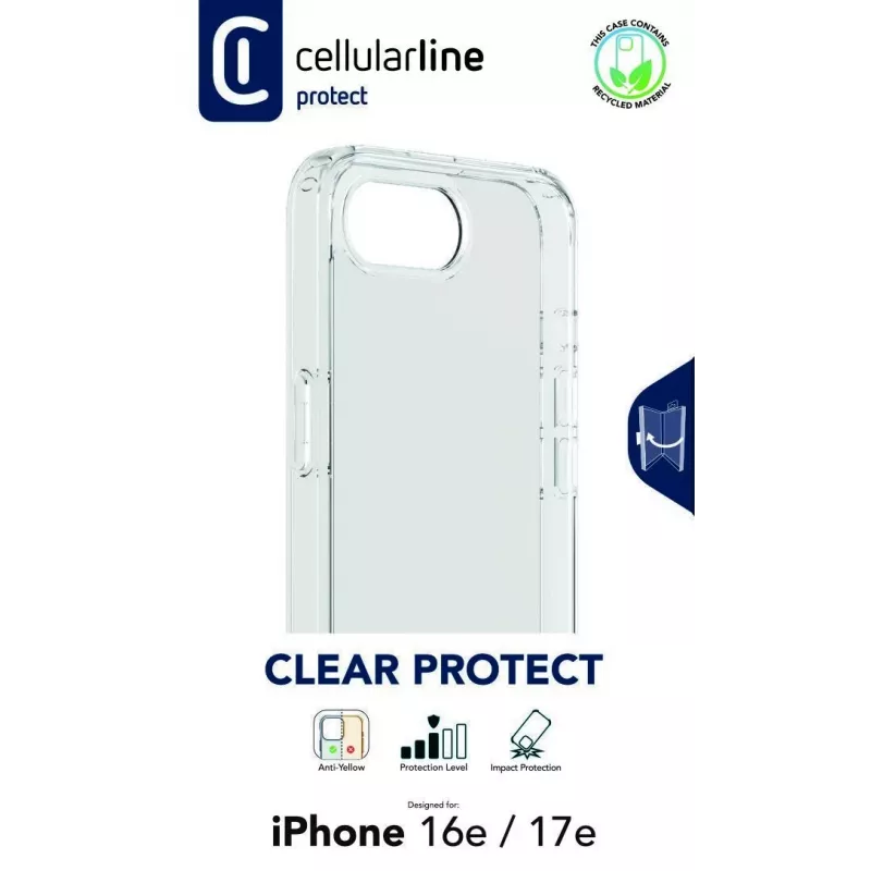 Cellularline Clear Protect - twarde etui z gumowymi krawędziami do iPhone 16e/17e