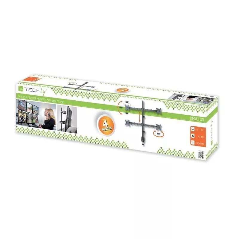 Uchwyt / stojak do monitora Techly ICA-LCD 382-Q 68,6 cm (27 cali) Biurkowy Czarny