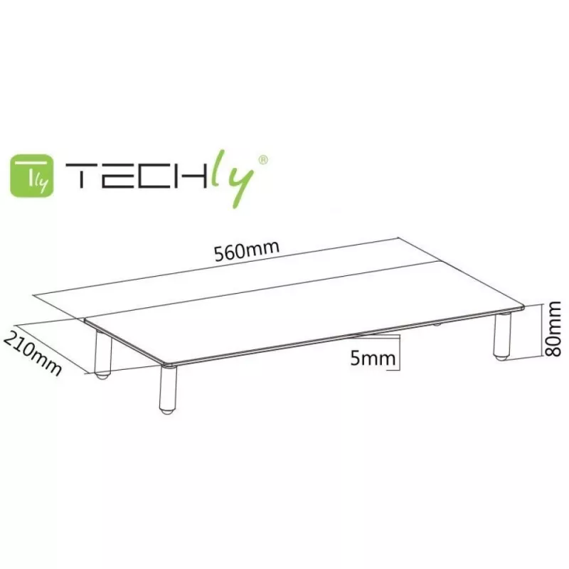 Techly Uniwersalna podstawka pod monitor, wolnostojąca, 20 kg, 33 cm (13 cali), 81,3 cm (32 cale), przezroczysta