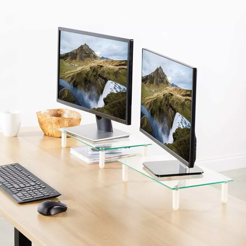 Techly Uniwersalna podstawka pod monitor, wolnostojąca, 20 kg, 33 cm (13 cali), 81,3 cm (32 cale), przezroczysta