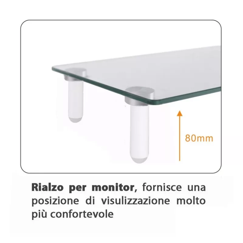Techly Uniwersalna podstawka pod monitor, wolnostojąca, 20 kg, 33 cm (13 cali), 81,3 cm (32 cale), przezroczysta