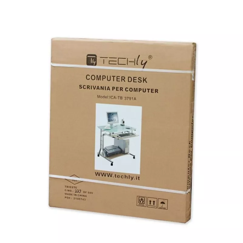 Techy Kompaktowe biurko pod PC Metal i szkło z kółkami ICA-TB 3791A