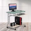Techy Kompaktowe biurko pod PC Metal i szkło z kółkami ICA-TB 3791A