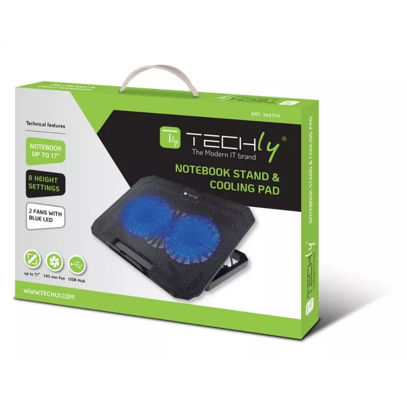 Podstawka pod laptopa Techly ICOOL-CP11TY Czarna 43,2 cm (17 cali)