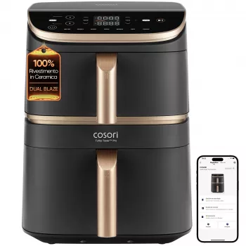 Cosori Turbo Tower Pro Smart Pojedynczy 10,8 L Wolnostojący 2630 W Frytkownica powietrzna Czarny, Złoty