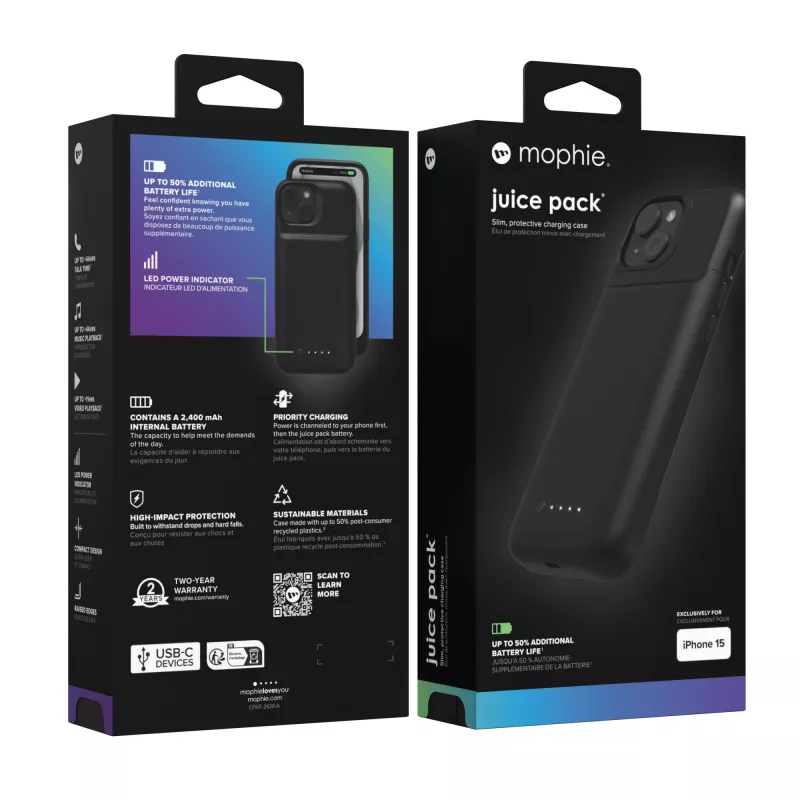 mophie Juice zestaw etui na telefon komórkowy 15,5 cm (6,1 cala) Cover Czarny