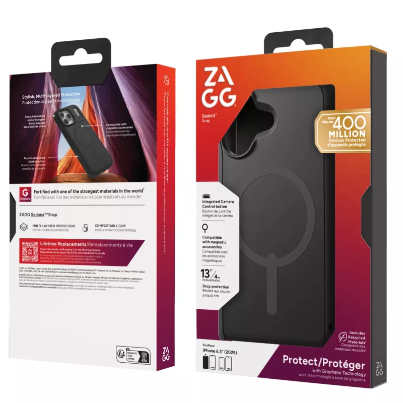 ZAGG Sedona Snap etui do Apple iPhone 17 Flood Czarny, Cover, Apple, iPhone 17, 16 cm (6.3 inch), Czarny