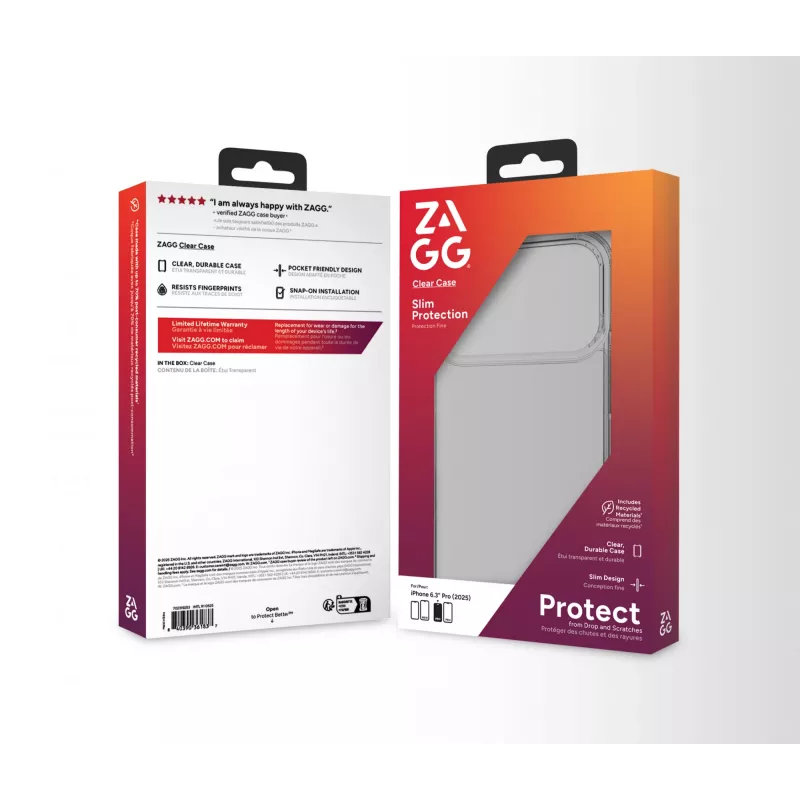 ZAGG Clear etui do Apple iPhone 17 Pro, Cover, Apple, iPhone 17 Pro, 16 cm (6.3 inch), Transparent