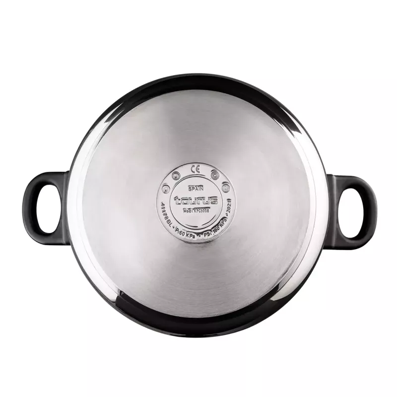 Garnek ze stali nierdzewnej Taurus Classic Moments 6 L — odpowiedni do płyt indukcyjnych, gazowych i ceramicznych, z pokrywką i uchwytami chłodnymi w dotyku
