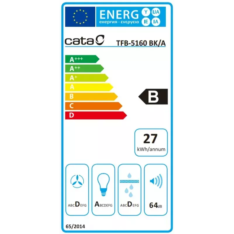 Okap do zabudowy CATA TFB-5160 BK Czarny 297,2 m³/h