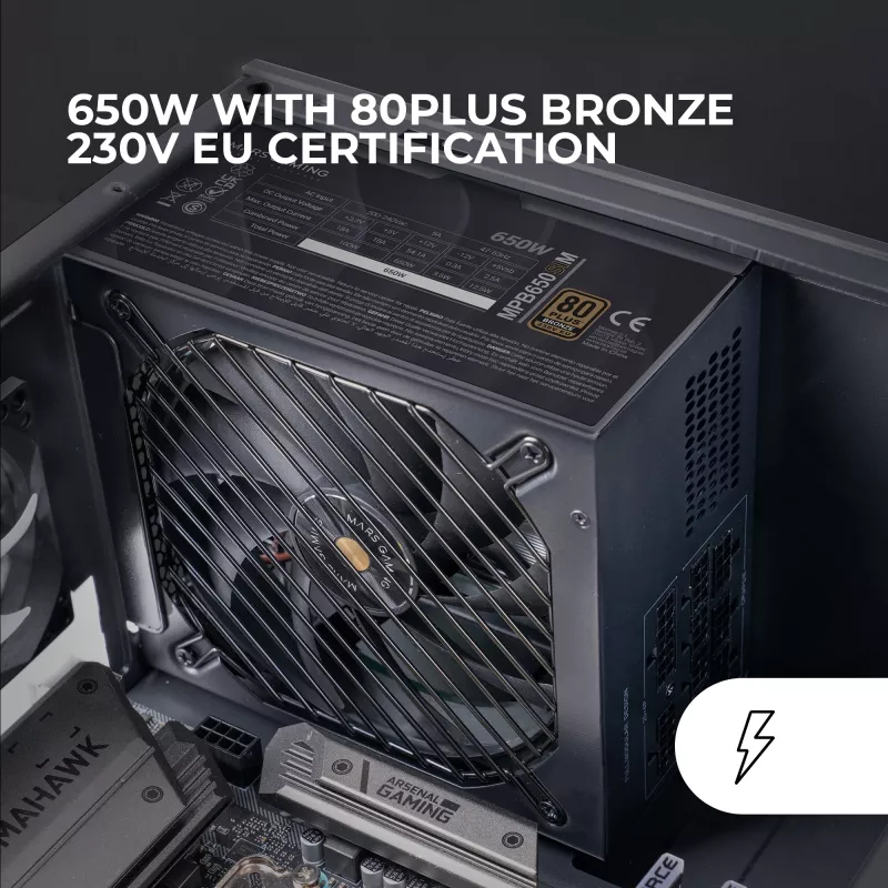 Mars Gaming MPB650SIM zasilacz 650 W 24-pin ATX ATX Czarny