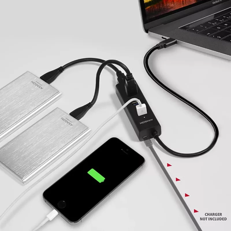 Axagon HUE-S2C koncentrator interfejsu USB 3.2 Gen 1 (3.1 Gen 1) Typ-A 5000 Mbit/s Czarny