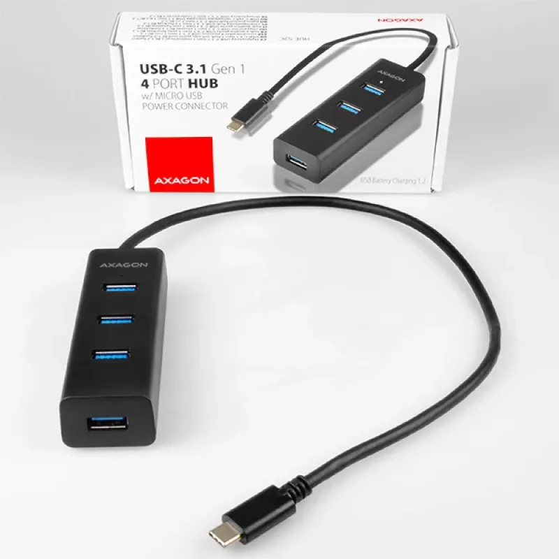 Axagon HUE-S2C koncentrator interfejsu USB 3.2 Gen 1 (3.1 Gen 1) Typ-A 5000 Mbit/s Czarny