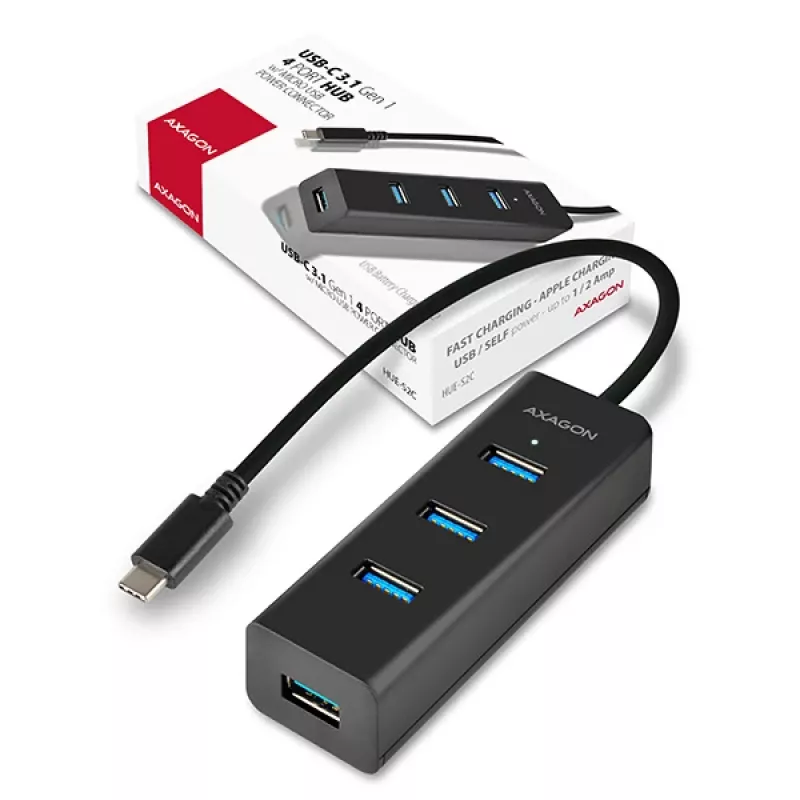Axagon HUE-S2C koncentrator interfejsu USB 3.2 Gen 1 (3.1 Gen 1) Typ-A 5000 Mbit/s Czarny