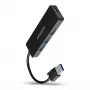 Axagon SuperSpeed USB cienki hub, USB 3.2 Gen 1 (3.1 Gen 1) Type-A, 4 porty, 5000 Mbit/s, czarny, tworzywo sztuczne, kabel 0,14 m