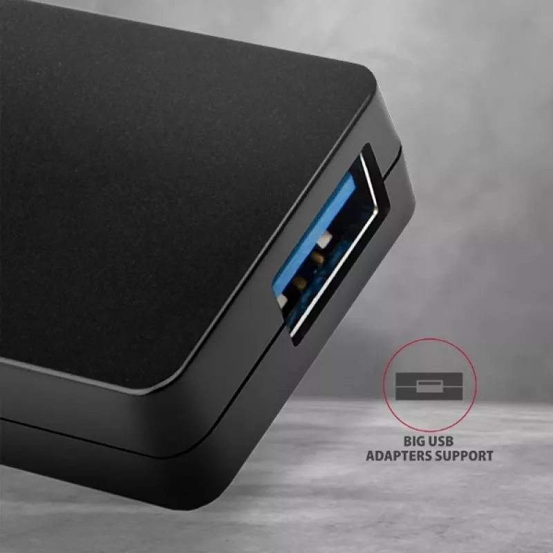 Axagon SuperSpeed USB cienki hub, USB 3.2 Gen 1 (3.1 Gen 1) Type-A, 4 porty, 5000 Mbit/s, czarny, tworzywo sztuczne, kabel 0,14 m