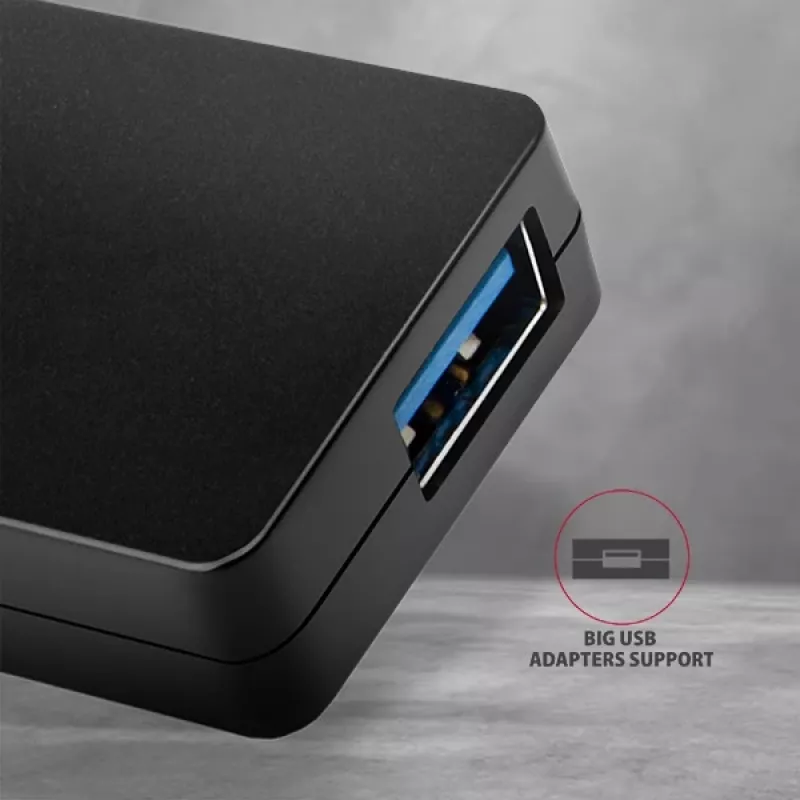 Axagon SuperSpeed USB-C cienki hub, USB 3.2 Gen 1 (3.1 Gen 1) Type-C, USB 3.2 Gen 1 (3.1 Gen 1) Type-A, 5000 Mbit/s, Czarny, Plastik, 0,14 m