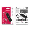 Axagon SuperSpeed USB-C cienki hub, USB 3.2 Gen 1 (3.1 Gen 1) Type-C, USB 3.2 Gen 1 (3.1 Gen 1) Type-A, 5000 Mbit/s, Czarny, Plastik, 0,14 m