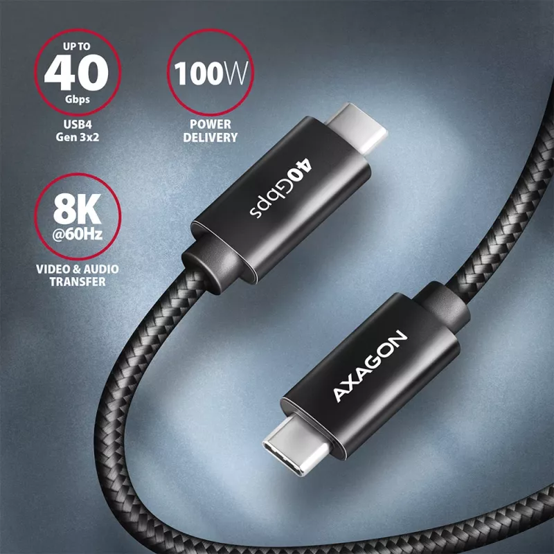 Axagon BUCM432-CM10AB kabel USB USB4 Gen 3x2 1 m USB C Czarny