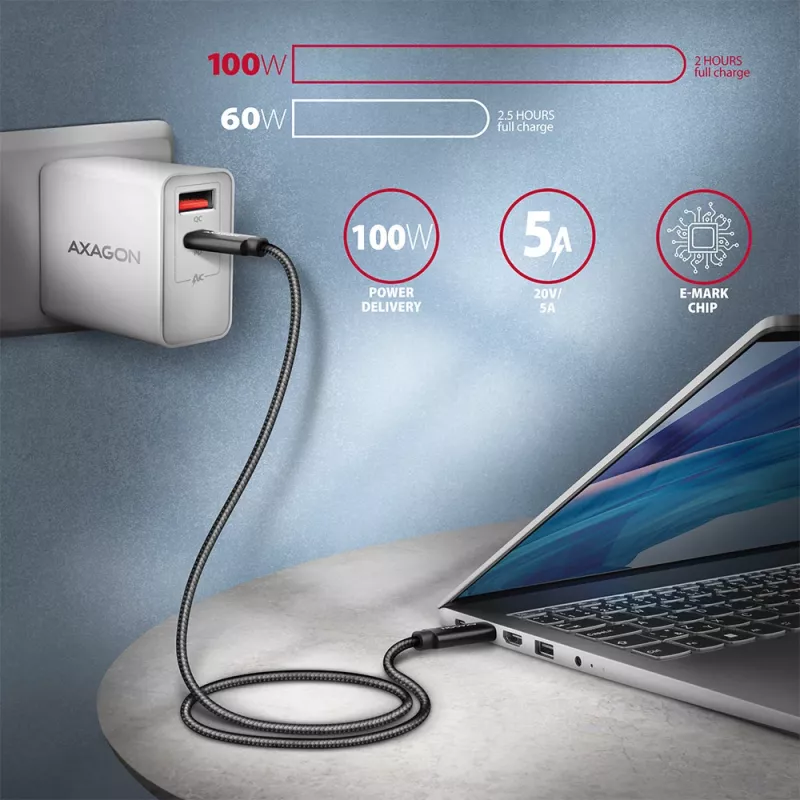 Axagon BUCM432-CM10AB kabel USB USB4 Gen 3x2 1 m USB C Czarny