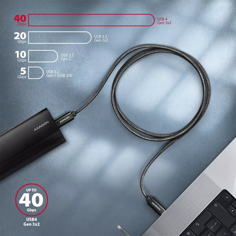 Axagon BUCM432-CM10AB kabel USB USB4 Gen 3x2 1 m USB C Czarny