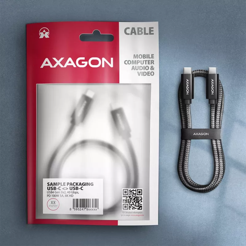 Axagon BUCM432-CM10AB kabel USB USB4 Gen 3x2 1 m USB C Czarny