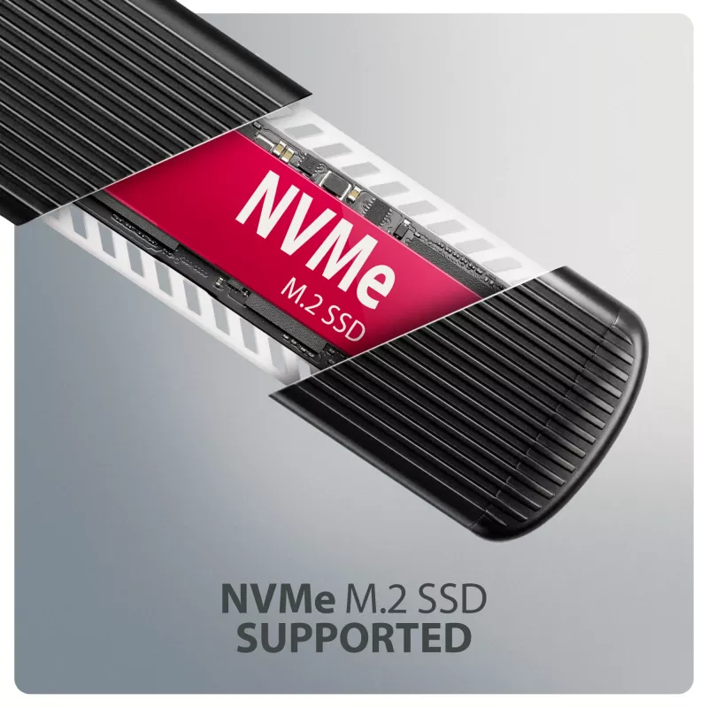 AXAGON EEM2-SC zewnętrzna obudowa USB-C 10Gbps beznarzędziowa metalowa na dysk M.2 NVMe SSD, pojedyncza zatoka, szara