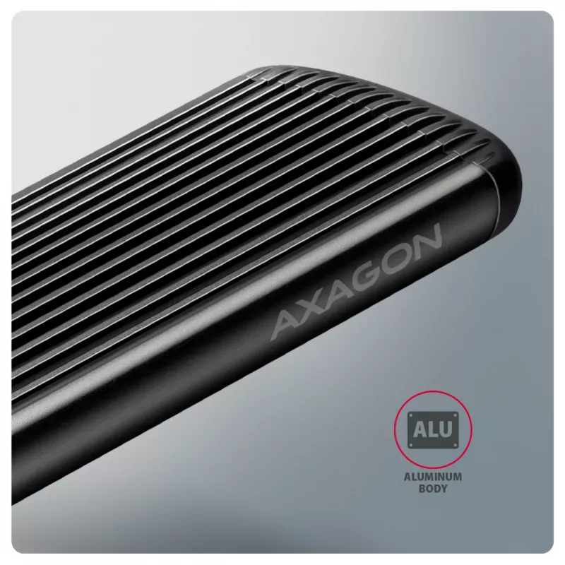 AXAGON EEM2-SC zewnętrzna obudowa USB-C 10Gbps beznarzędziowa metalowa na dysk M.2 NVMe SSD, pojedyncza zatoka, szara