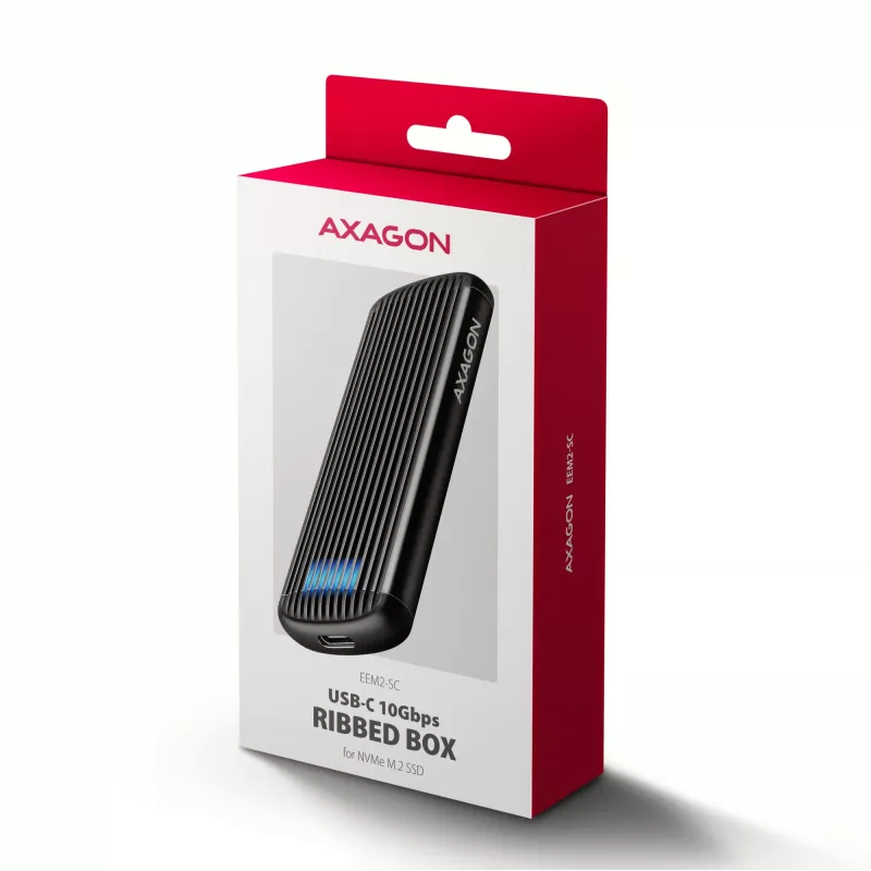 AXAGON EEM2-SC zewnętrzna obudowa USB-C 10Gbps beznarzędziowa metalowa na dysk M.2 NVMe SSD, pojedyncza zatoka, szara
