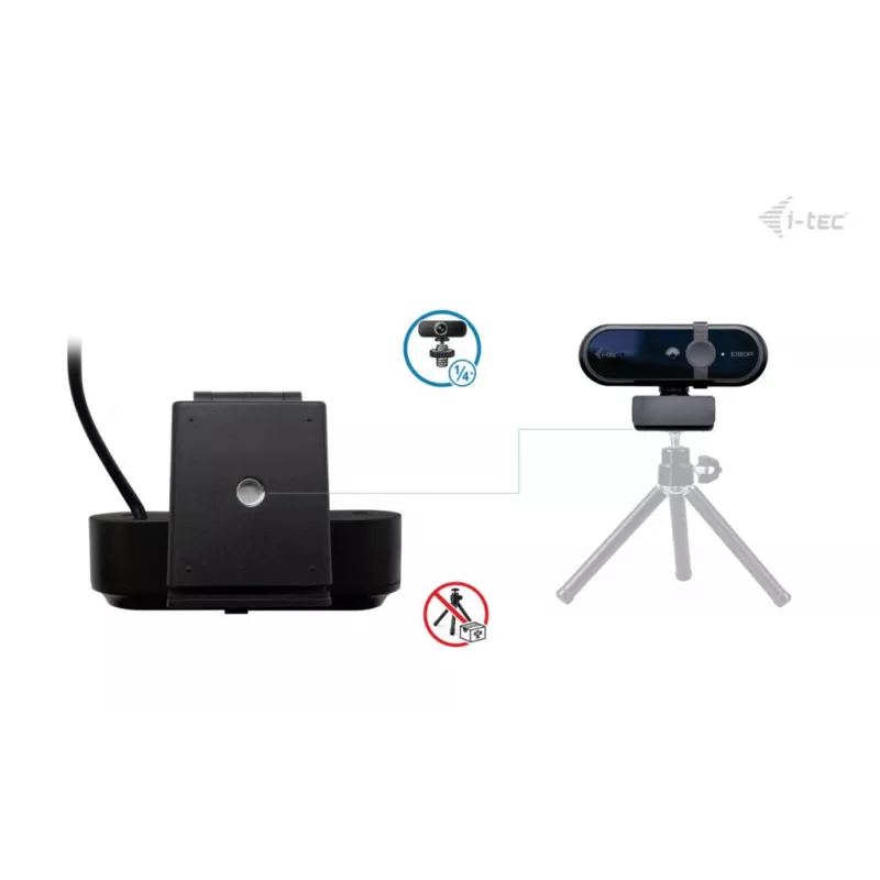 Kamera internetowa ITEC SOLOMON 100 1080p, 2 MP, Full HD 1920×1080, USB, uchwyt zaciskowy, czarna