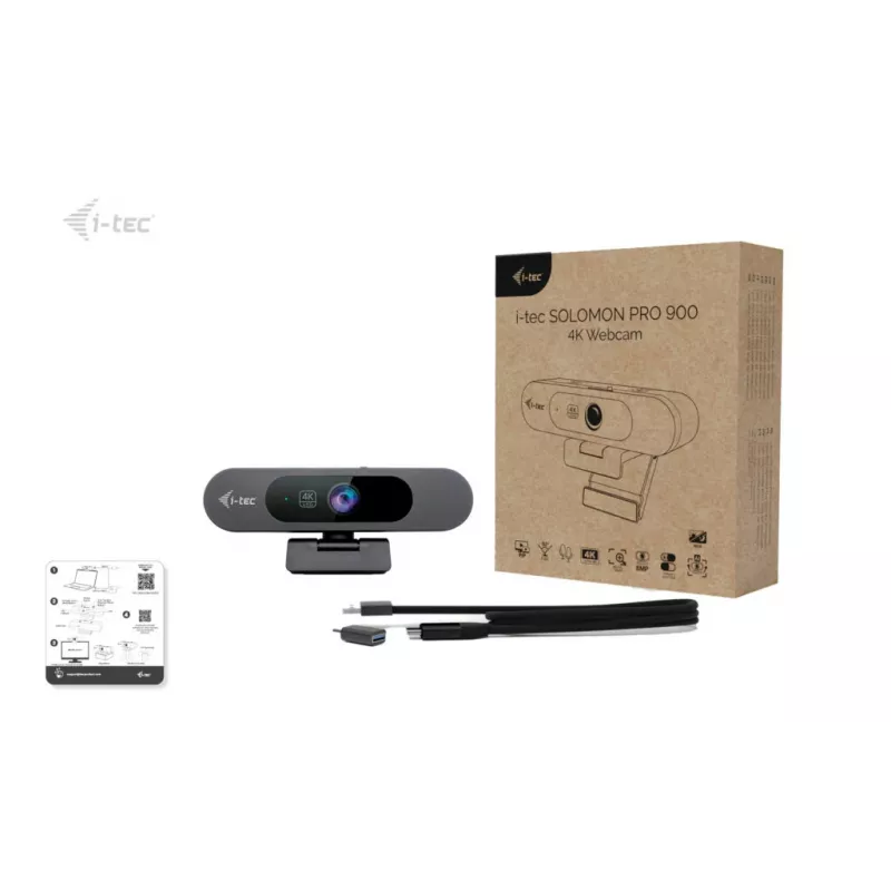 Kamera internetowa ITEC SOLOMON PRO 900 4K, 3840×2160, 8,29 MP, USB, uchwyt klipsowy, czarna